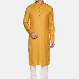 Saffron Threads Self Design Dobby Kurta-image-61
