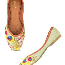 DESI COLOUR Women Sea Green Ethnic Flats-image-78
