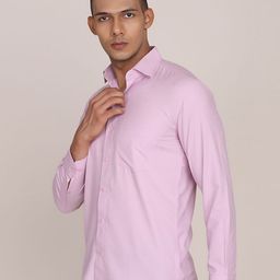 TAHVO Men Mauve Comfort Slim Fit Formal Cotton Shirt-image-99
