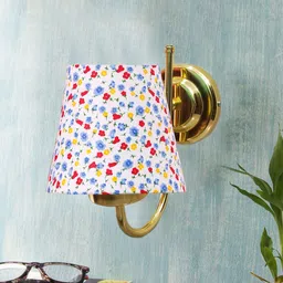 Devansh White & Gold-Toned Printed Contemporary Metal Frustum Wall Lamp-picture-21