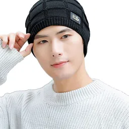 YOUSTYLO Unisex Cable Knit Woollen Beanie-14