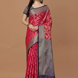 JUST FASHION Floral Woven Design Banarasi Zari Saree-image-11