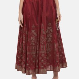 AKKRITI BY PANTALOONS Women Maroon Printed Flared Maxi Skirt-picture-43