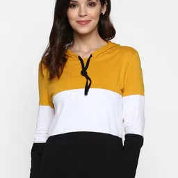 SHARKTRIBE Women Mustard Yellow & White Colourblocked Top-picture-31