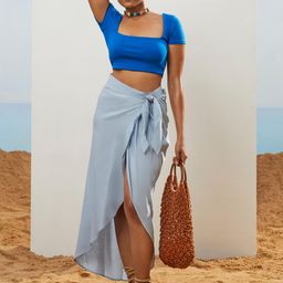 CMGE Pure Cotton Skirt Swimwear Cover Up Sarong-image-20