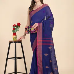 SLAGHA Woven Design Zari Pure Cotton Khadi Saree-image-89