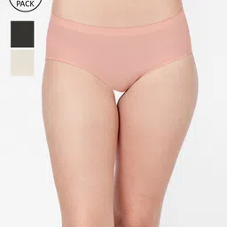 FashionRack Women Pack Of 3 Assorted Solid Hipster Briefs-picture-14