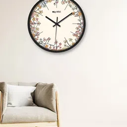 OLIVE TREE Black & Off White Printed Round Shaped Contemporary Analogue Wall Clock-image-83