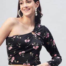 Marie Claire Floral Print One Shoulder Crop Top-image-14