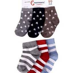 FOOTPRINTS Kids Multicoloured Pack of 6 Striped Ankle Length Socks-12