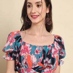 Trend Arrest Floral Print Georgette Crop Top-89