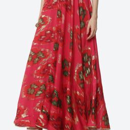 Rangriti Women Pink Abstract Printed Maxi Flared Skirts-picture-11
