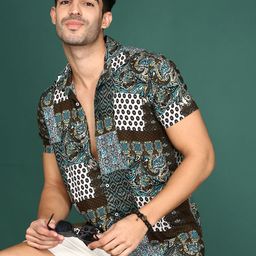 Sangria Floral Printed Half Sleeves Regular Shirt-image-16