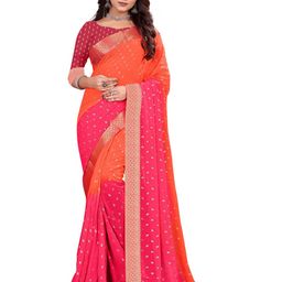 RANGRASIYA Ethnic Motifs Woven Design Zari Leheriya Saree-image-48