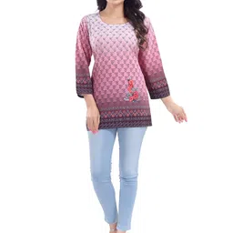 keshubaba Ethnic Motifs Printed Crepe Kurti-picture-7