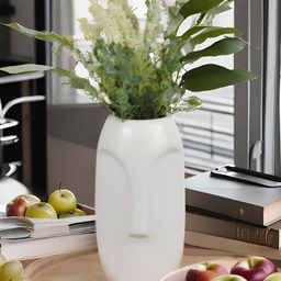 Kaolinite White Face Shaped Ceramic Flower Vase-image-89