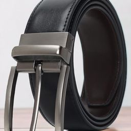 The Roadster Lifestyle Co. Men Black Reversible Buckle Formal Belt-image-64