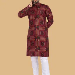 BAESD Ethnic Motifs Printed Mandarin Collar Long Sleeves Straight Kurta-image-72