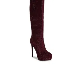 London Rag Women Burgundy Solid Casual Chunky Boots-picture-27