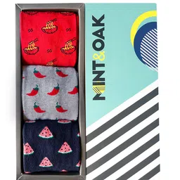 Mint & Oak Men Pack Of 3 Patterned Moisture Wicking Ankle-Length Socks-9