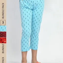 BAESD Girls Pack Of 3 Printed Pure Cotton Capris-picture-19