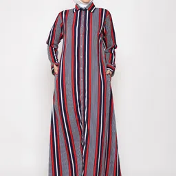 MOMIN LIBAS Striped Abaya Burquas-19