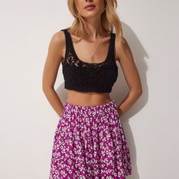 Happiness istanbul Printed Flared Mini-Length Skirt-image-47
