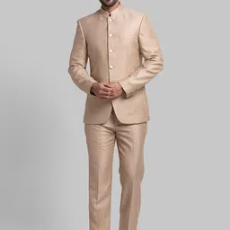 Raymond Men Woven Designed Single-Breasted Bandhgala Blazer Two-Piece Suit-image-52