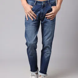 Cantabil Men Blue Light Fade Stretchable Jeans-image-22