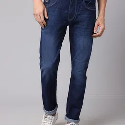 Cantabil Men Blue Regular Fit Light Fade Stretchable Jeans-image-99