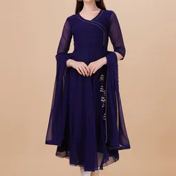 PMD Fashion Gotta Patti Georgette Anarkali Kurta With Dupatta-20