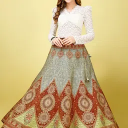 SAPTRANGI Ethnic Motifs Printed Flared Maxi Skirt-9
