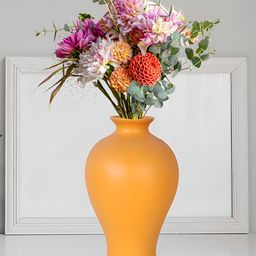 LASAKI Apsara Orange Matte Finish Ceramic Vase-image-65