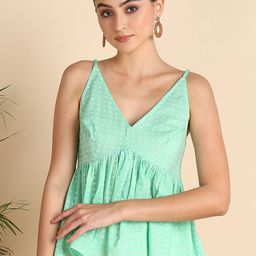 HERE&NOW Geometric Printed V-Neck Pure Cotton Anarkali Kurti-picture-50