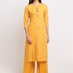 BLANC9 Women Yellow Ethnic Motifs Printed Kurta-47