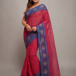 WoodenTant Ethinic Woven Design Pure Cotton Taant Saree-image-43