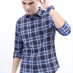 HIGHLANDER Men Slim Fit Tartan Checks Casual Cotton Shirt-image-28