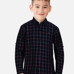 Gini and Jony Boys Windowpane Checks Cotton Casual Shirt-picture-5