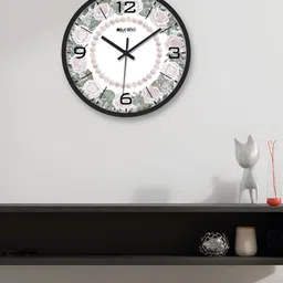 OLIVE TREE Black & White Printed Round Shaped Contemporary Analogue Wall Clock-image-76