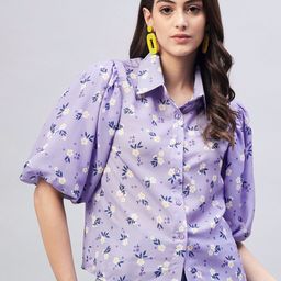 Marie Claire Floral Print Crepe Shirt Style Top-image-43