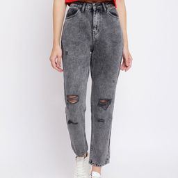 Belliskey Women Grey Boyfriend Fit High-Rise Highly Distressed Heavy Fade Stretchable Jeans-image-54