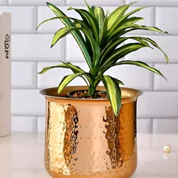 Aura Copper Toned Metal Textured Flower Vase-12