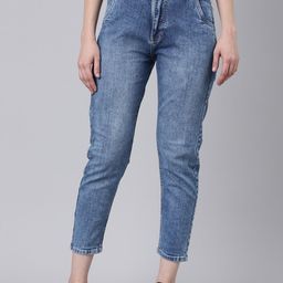SHOWOFF Women Heavy Fade Acid Wash Mom Fit Stretchable Clean Look Jeans-image-72