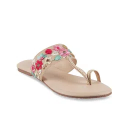 Metro Women Beige One Toe Flats-picture-32