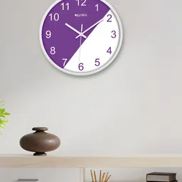 OLIVE TREE White & Purple Printed Round Shaped Contemporary Analogue Wall Clock-image-76