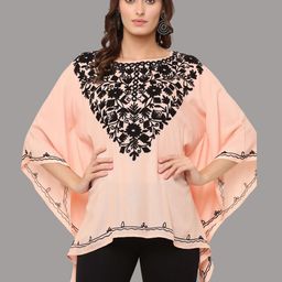 SAAKAA Women Peach-Coloured Floral Embroidered Kaftan Top-picture-28