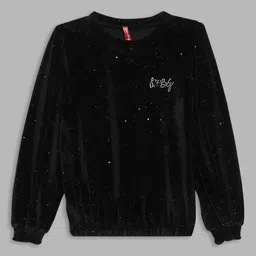 Blue Giraffe Girls Black Embellished Acrylic Blouson Top-image-38