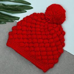 FUNKRAFTS Kids Self Design Winter Beanie Cap with Pom Pom-0