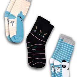 Dollar Socks Kids Pack Of 3 Patterned Assorted Cotton Calf-Length Socks-image-36