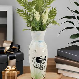 Kaolinite White & Black Sheep Printed Ceramic Vase-image-53